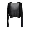 leasote Women Long Sleeve Cardigan Women's Open Stitch Solid Color Casual Thin Coat for Spring Black One Size view 1