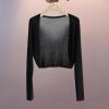 leasote Women Long Sleeve Cardigan Women's Open Stitch Solid Color Casual Thin Coat for Spring Black One Size view 3