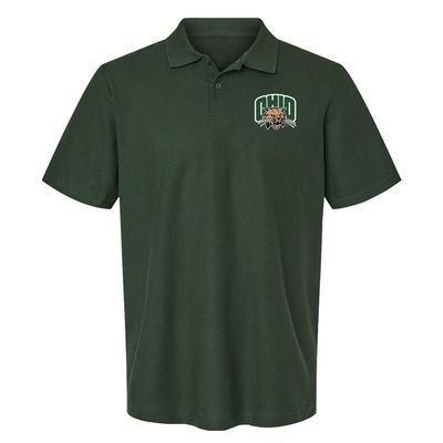 Campus Lab Ohio University Primary Logo Men's Adult 100% Cotton Knit Polo Shirt, Hunter Green, 3X-Large