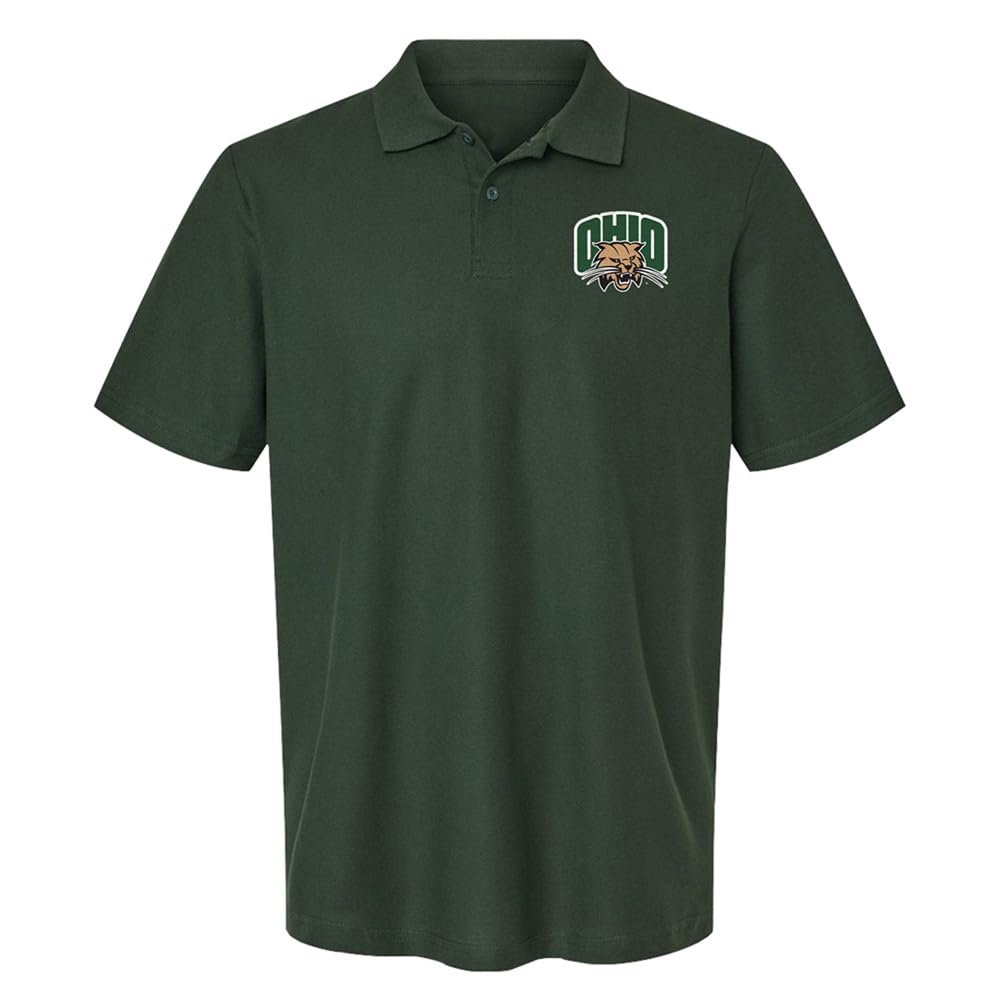 Campus Lab Ohio University Primary Logo Men's Adult 100% Cotton Knit Polo Shirt, Hunter Green, 3X-Large