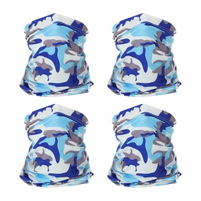 PATIKIL Neck Gaiter, 4 Pack Breathable Cooling Face Cover Scarf for Men and Women Sun Protection Face Neck Cover for Cycling Running, Camo Sky Blue