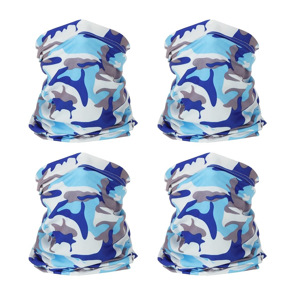 PATIKIL Neck Gaiter, 4 Pack Breathable Cooling Face Cover Scarf for Men and Women Sun Protection Face Neck Cover for Cycling Running, Camo Sky Blue