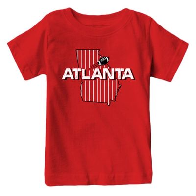 Atlanta Football Field Map Kid's Fan T-Shirt (Red Shirt, YXS)