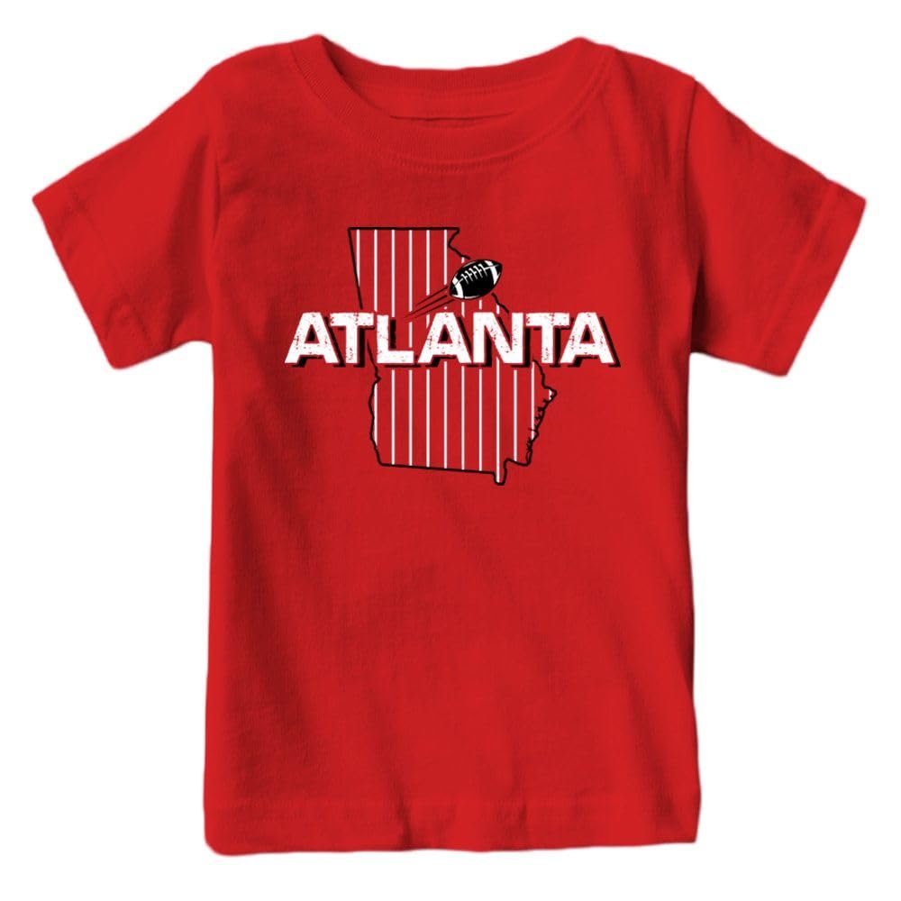 Atlanta Football Field Map Kid's Fan T-Shirt (Red Shirt, YXS)