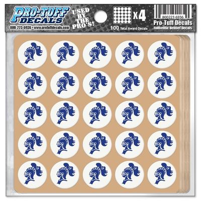 Knight Award Decals Warriors Spartans Titans Trojans Lancers Centurions Thick mil Vinyl 1-1/8" Diameter (100 Decals) Professional-Grade Football Hockey Baseball Softbal (Royal on White)