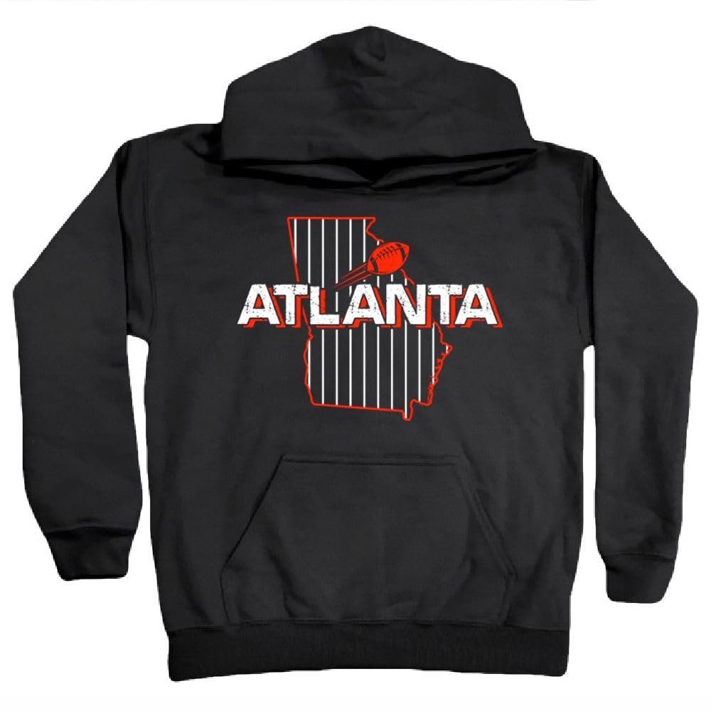 Xtreme Apparrel Atlanta Football Field Map Kid's Fan Hoodie Sweatshirt (Black Hoodie, YXS)