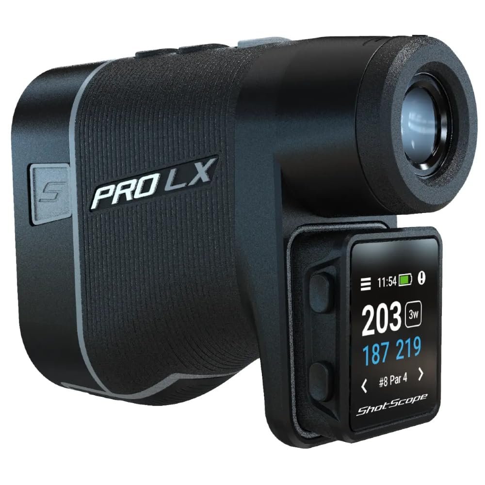 2023 Shot Scope PRO LX+ Laser Rangefinder Featuring GPS Distances and Performance Tracking with a Built-in Cart Magnet (Gray)