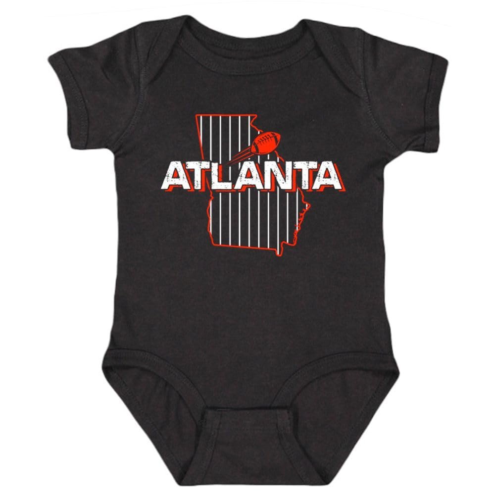 Xtreme Apparrel Atlanta Filed Map Baby Bodysuit for Football Fans (Black, 24M)