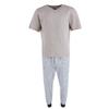 Ten West Apparel Men's V-Neck Top With Plaid Jogger Lounge Set, Xlarge, White/Beige view 1