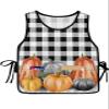 Harvest Fall Pumpkins Cobbler Aprons with 2 Pockets for Women Men,Fashionable Printed Unisex Bib Waterproof Cleaning Smock Vest for Chef Fall Thanksgiving Plaid Lattice Black Grey 2 Packs,20''x31.5'' view 1