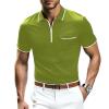 crazynekos Men's Zipper Polo Shirt Quick Dry Short Sleeve Golf Shirts Casual Tactical Shirt for Men (Green,L,Large) view 1