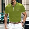 crazynekos Men's Zipper Polo Shirt Quick Dry Short Sleeve Golf Shirts Casual Tactical Shirt for Men (Green,L,Large) view 2