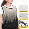 Grey Forest Tree Cobbler Aprons with 2 Pockets for Women Men,Fashionable Printed Unisex Bib Waterproof Cleaning Smock Vest for Chef Kitchen Retro Mountain Wood-land Misty Landscape 1 Pack,20''x 27.5'' view 4