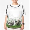Ink Chicken Painting Cobbler Aprons with 2 Pockets for Women Men, Fashionable Printed Unisex Bib Waterproof Cleaning Smock Vest for Chef Kitchen Vintage Chinese Farm Animal Plant 1 Pack, 20''x 27.5'' view 2