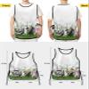 Ink Chicken Painting Cobbler Aprons with 2 Pockets for Women Men, Fashionable Printed Unisex Bib Waterproof Cleaning Smock Vest for Chef Kitchen Vintage Chinese Farm Animal Plant 1 Pack, 20''x 27.5'' view 3
