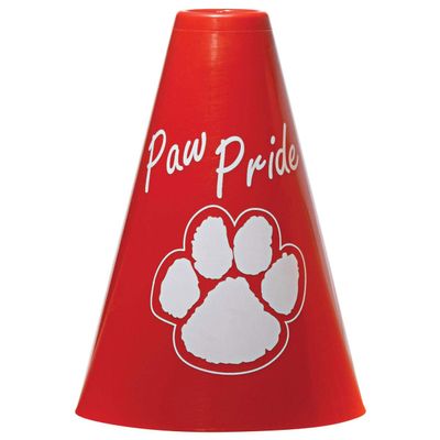 Anderson's Exclusive Red and White Paw Pride 7" Megaphone Noisemaker Boost School Spirit Cheerleader Sports Football Basketball Homecoming Squad Team Party Dance Club Performance Fan Pack of 50