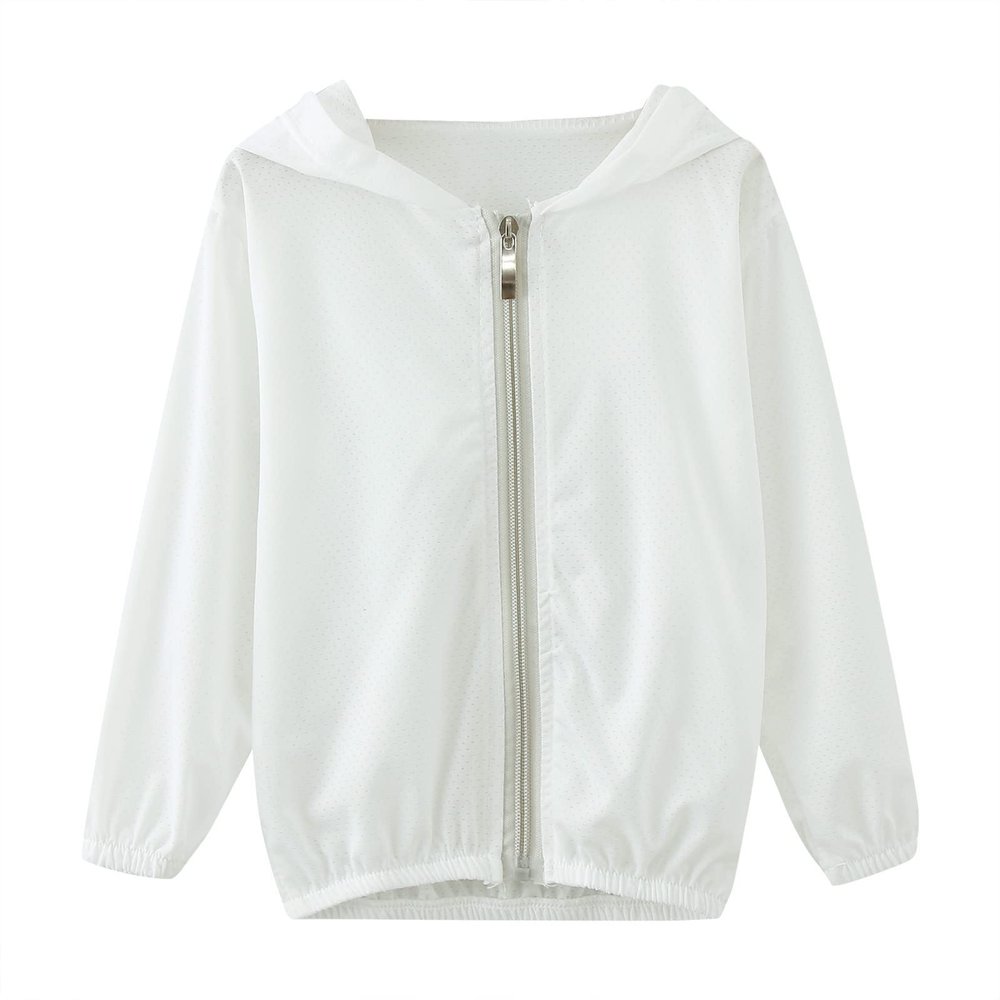Baby Lightweight Sunscreen Hoodie Toddler Summer Sun otection Outwear Breathable Coat Jacket (White, 3-4 Years)