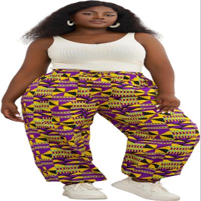 SHENBOLEN Women African Casual Print Long Pants Ankara Wax Pant Plus Size(Small,B)