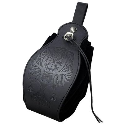 BLESSUME Medieval Pouch Drawstring Bag Renaissance Viking Costume Belt Pouch Waist Bag (Black 11)