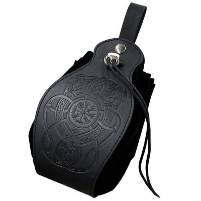 BLESSUME Medieval Pouch Drawstring Bag Renaissance Viking Costume Belt Pouch Waist Bag (Black 12)