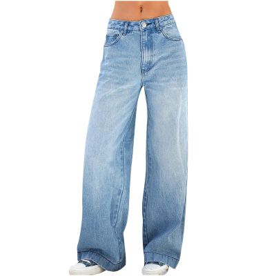 SMIDOW Amazon Clearance Warehouse Deals White Jeans for Women high Waisted Women's High Waisted Flare Jeans with Belt Bootcut Stretchy Denim Pants Full Length Wide-Leg Denim Pants Dark Blue XS