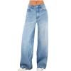 SMIDOW Amazon Clearance Warehouse Deals White Jeans for Women high Waisted Women's High Waisted Flare Jeans with Belt Bootcut Stretchy Denim Pants Full Length Wide-Leg Denim Pants Dark Blue XS view 1