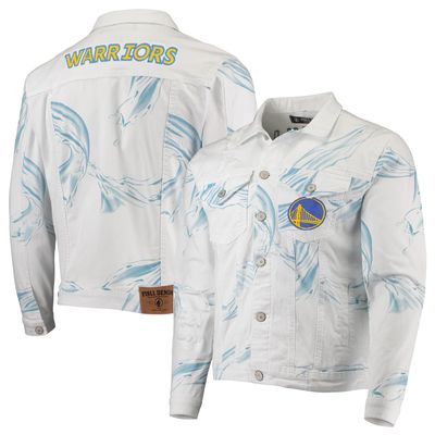 FISLL Men's NBA Team Denim Jacket, Golden State Warriors, Medium