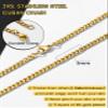 KeyStyle 3mm Gold Flat Curb Men Necklace, 316L Stainless Steel Jewelry 30 inches view 3