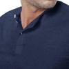 Maiyifu-GJ Men's Henley Linen Cotton Shirt Lightweight Button Up Yoga Shirts Casual Hippie Beach V-Neck Blouse (Dark Blue2,Large) view 2