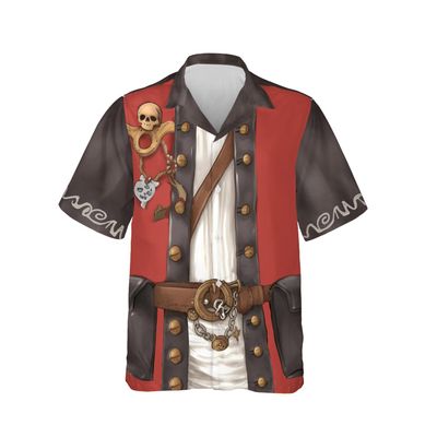 Pirate Costume Hawaiian Shirts for Men - Pirate Mens Button Down Short Sleeve Unisex Summer Aloha Shirts (PA-HW74) Size XL