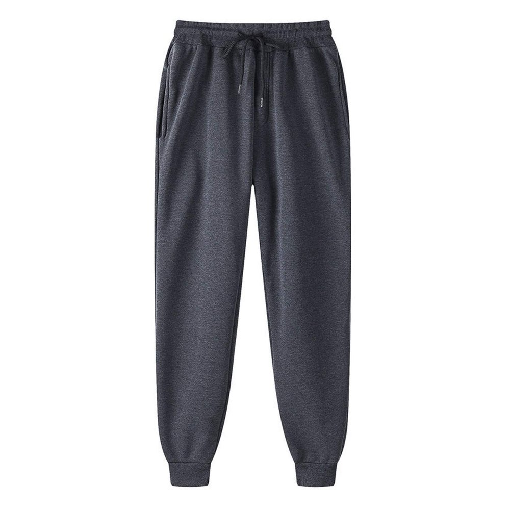 Sweatpants Men's Fleece Cargo Sweatpants Baggy Stretch Drawstring Elastic Waist Athletic Jogger Sweatpant with Pockets(Dark Gray,L)