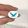 Flying Eagle Award Decals for Football Helmets, Baseball, Softball, Hockey Lacrosse Thick mil Vinyl 1-1/8" Diameter (100 Decals) (Columbia Blue on White) view 2