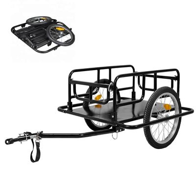 Foldable Bike Cargo Trailer with Universal Bike Hitch, Bicycle Cargo Trailer with Safe Reflectors 16" Wheels, for Tools, Groceries, Moving Houses, Camping, and Shopping, 60 lbs Max Load