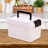 PAREKS Medicine Lock Box with Portable Handle Pill Case Child Proof Plastic Storage Box Lockable Chest Empty Home First Aid Box White/1040 view 3