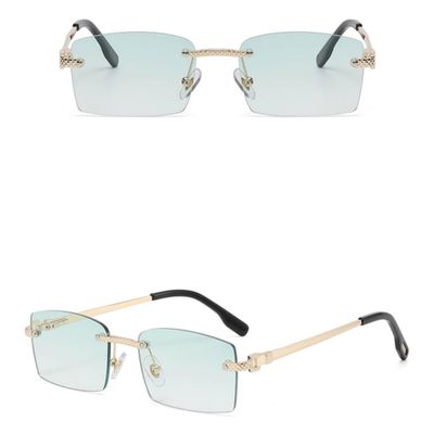 MUTYNE Green metal sunglasses rimless male purple brown square sun glasses fashion female no frame European style,brown,One size