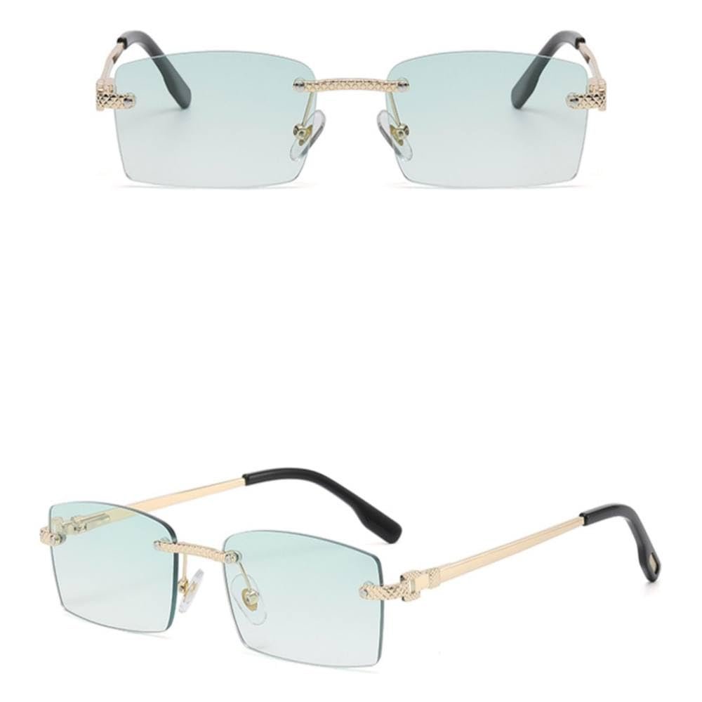 MUTYNE Green metal sunglasses rimless male purple brown square sun glasses fashion female no frame European style,brown,One size
