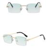 MUTYNE Green metal sunglasses rimless male purple brown square sun glasses fashion female no frame European style,brown,One size view 1