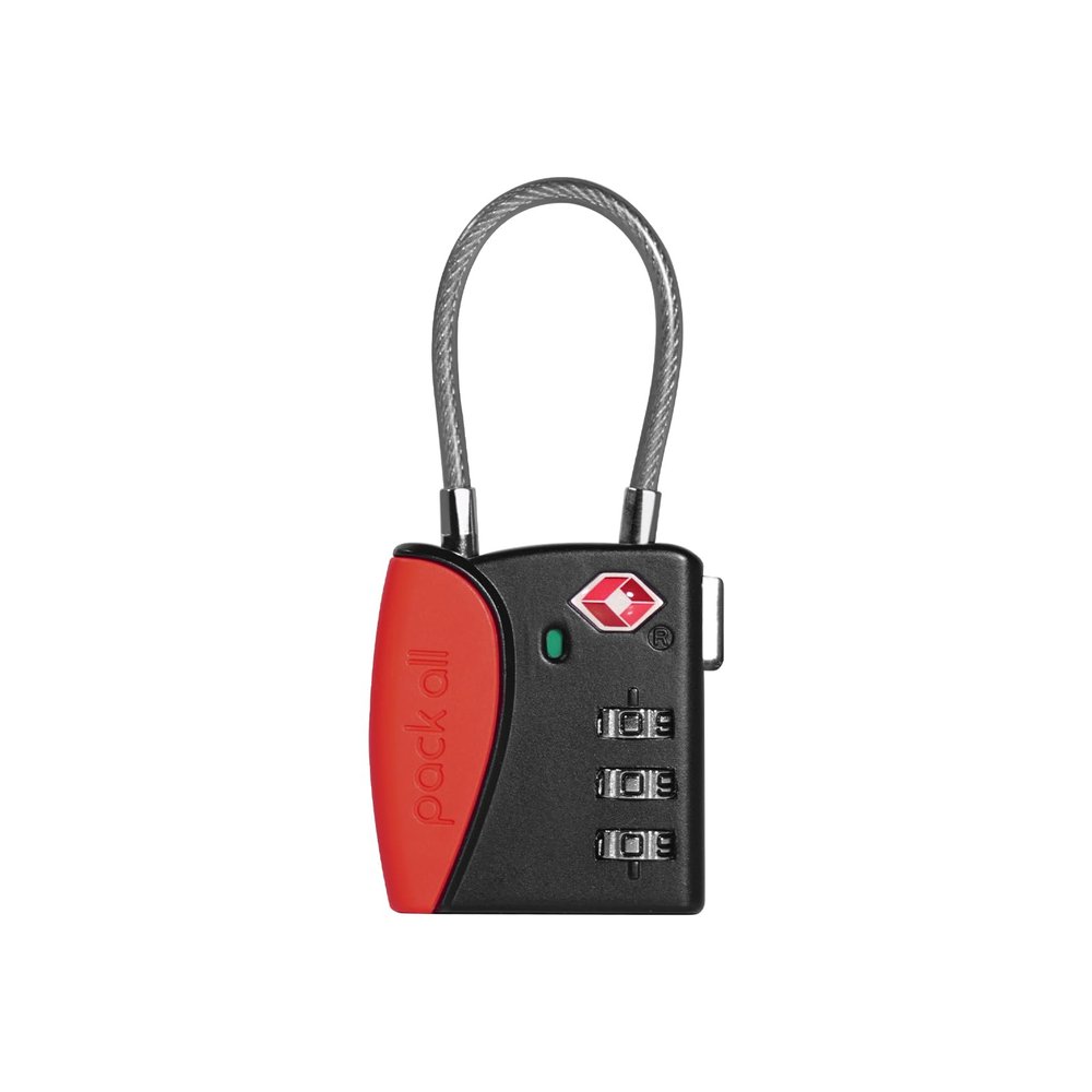 pack all TSA Approved Cable Luggage Locks, 3 Digit Combination Padlocks, Travel Lock for Suitcases & Bag, Alloy Body, Travel Accessories (1 Pack)Red