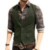 CXFOVIOVA Men's Casual Plus Size Dress Vest with 3 Pockets Wedding Herringbone Tweed Slim Fit Waistcoat Jacket Tank Top for Prom,Daily (Color : Army Green, Size : XX-Large) view 1