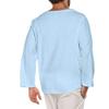Maiyifu-GJ Men's Fashion Beach Linen Shirts Hippie Cotton Basic Tee Shirts V Neck Long Sleeve Solid Color Yoga Shirt (Light Blue1,3X-Large) view 2