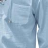 Maiyifu-GJ Men's Fashion Beach Linen Shirts Hippie Cotton Basic Tee Shirts V Neck Long Sleeve Solid Color Yoga Shirt (Light Blue1,3X-Large) view 4
