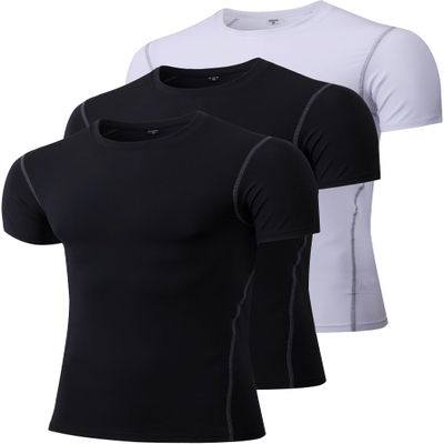 Men's Compression Shirts Athletic Workout Shirt Short Sleeve Sports Base Layer Gym Undershirts Running Top