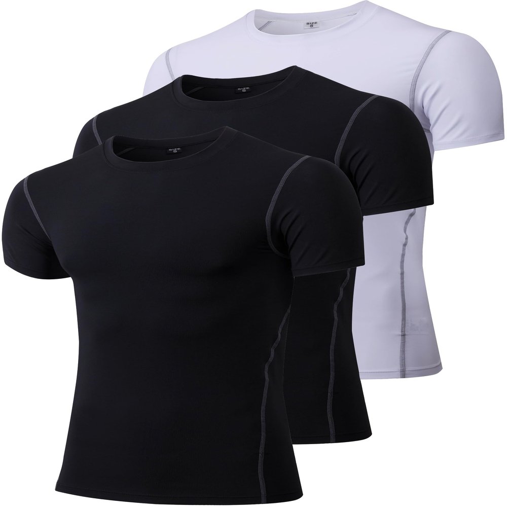 Men's Compression Shirts Athletic Workout Shirt Short Sleeve Sports Base Layer Gym Undershirts Running Top