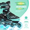 2PM SPORTS Vinal Girls Adjustable Flashing Inline Skates, All Wheels Light Up, Fun Illuminating Skates for Kids Women and Men Adults Boys - Mint Extra Large view 2