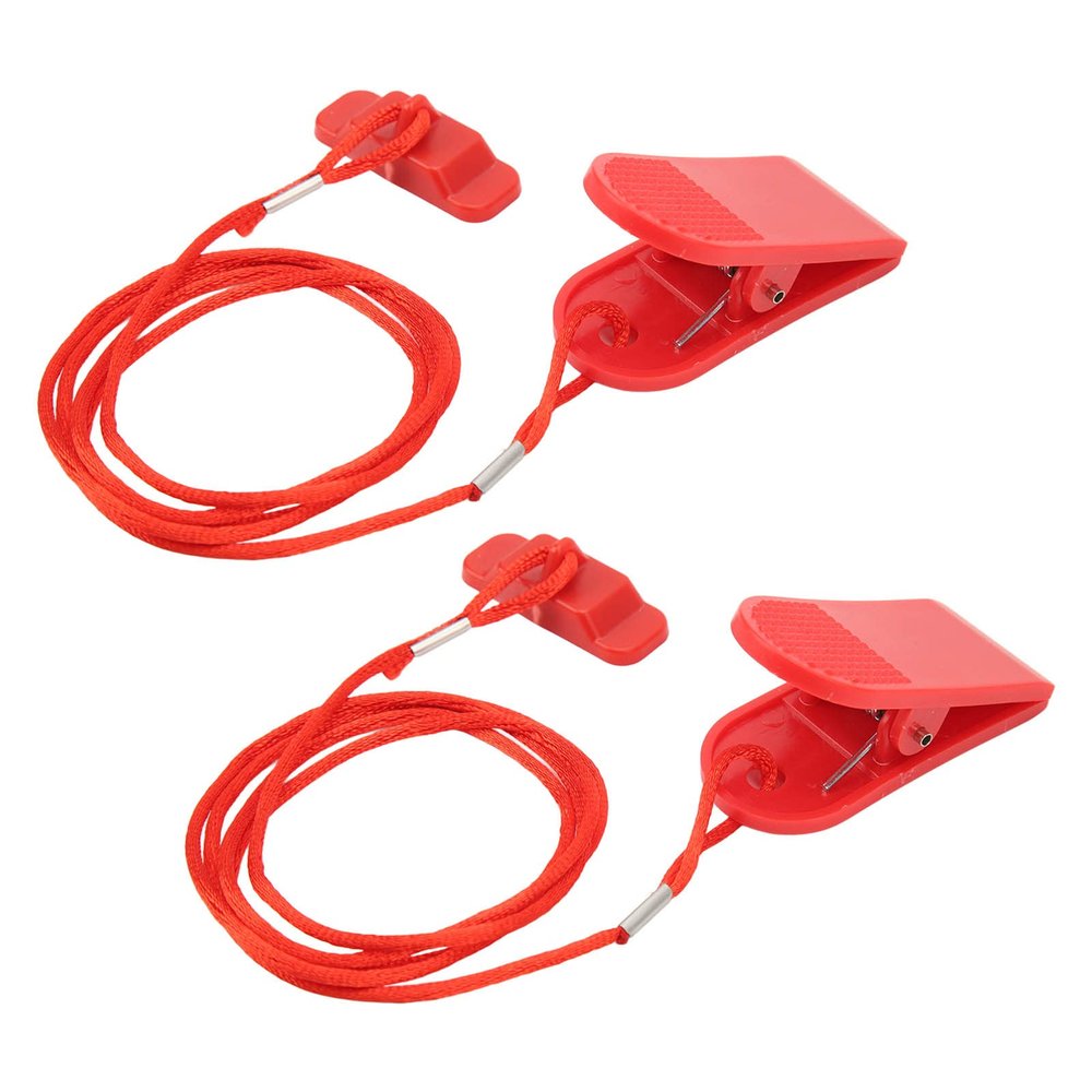 equlup 2PcsTreadmill Safety Key Replacement Running Machine Magnet Treadmill Universal Safety Key Running Machine Key Rectangle Red