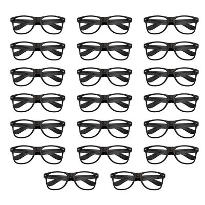 ABPETE Nerd Glasses,Clear Lenses Thick Frame,Square Black Glasses for Men Women,20 Pack,Black,Non-Prescription