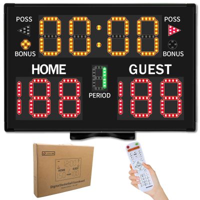 LUCKY TIME Electronic Basketball Scoreboard with Buzzer, Digital Scoreboard with Remote,Portable Score Keeper Battery Powered Score Board for Sports Games(11digits)