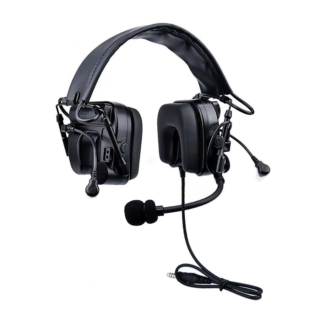 Aimsniper 4C Tactical Headset (U Type)With MicrophoneNoise Reduction Electronic Sound Pickup Safety Adjustable Headphones Ear Muffs (BK)
