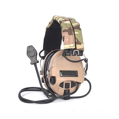 Aimsniper Tactical HeadsetWith MicrophoneNoise Reduction Electronic Sound Pickup Safety Headphones Ear MuffsCamo Canvas Headband (DE)