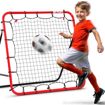 Soccer Rebounder, Kickback Rebound Net 3.3X3.3FT - Football Training Gifts, Aids & Equipment for Kids, Teens & All Ages, Portable, 6 Adjustable Angles